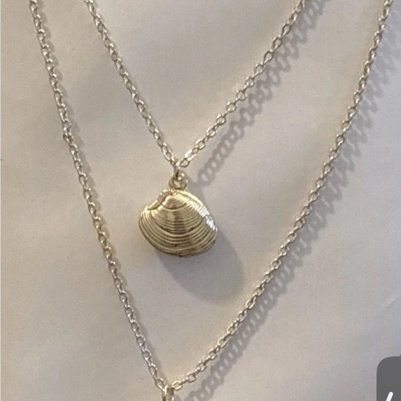 Coastal Minimalist Layer Necklace, Shell Locket & Real Pearl, Gold Plated - Picture 4 of 9